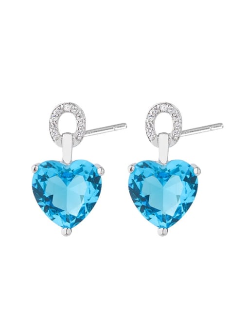 ROSS Copper Glass Stone Heart Dainty Stud Earring 0