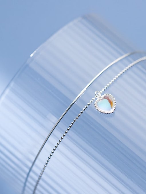 Rosh 925 Sterling Silver Cubic Zirconia Heart Minimalist Multi Strand Necklace 2