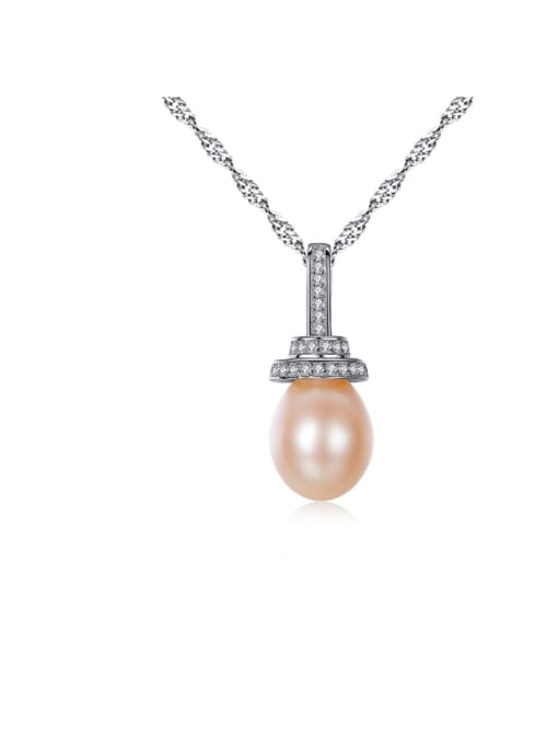 CCUI 925 Sterling Silver Freshwater Pearl Pink pendant Necklace 0
