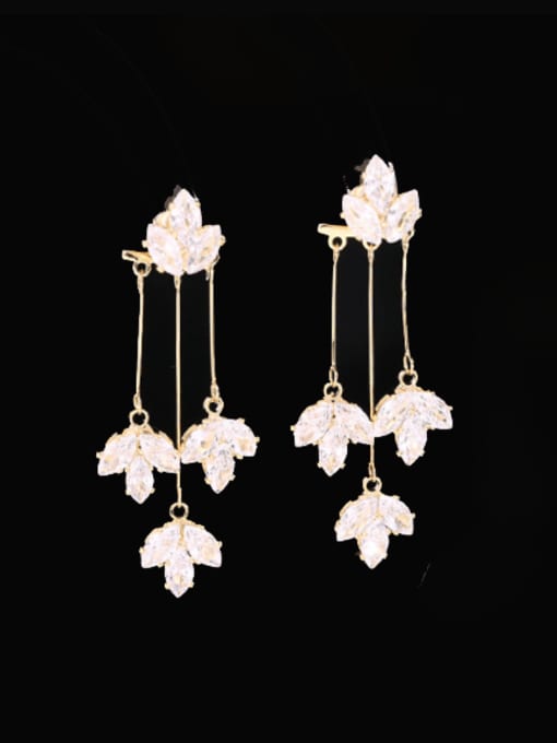 Luxu Brass Cubic Zirconia Flower Minimalist Cluster Earring
