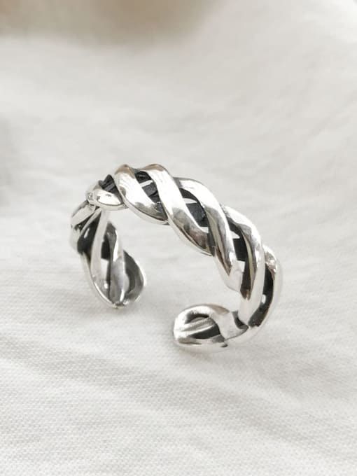 J86 (Retro) 925 Sterling Silver Twist weave free size Ring