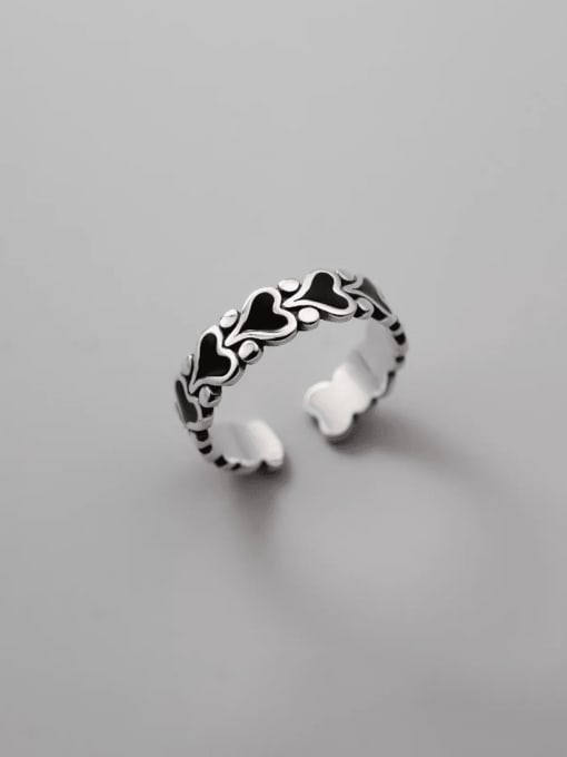 Rosh 925 Sterling Silver Enamel Heart Vintage Band Ring 0