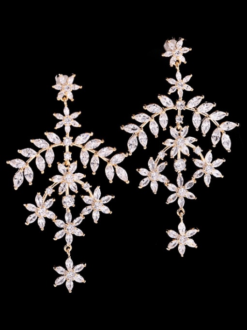 Luxu Brass Cubic Zirconia Flower Trend Drop Earring 4