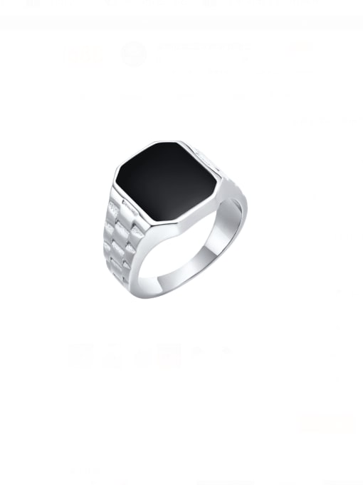 Steel color Stainless steel Geometric Hip Hop Band Ring