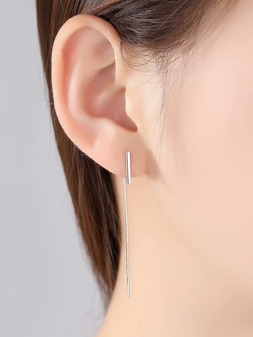 CCUI 925 Sterling Silver Simple  Fashionable l Minimalist Long Ear Hook  Thread Earring 1