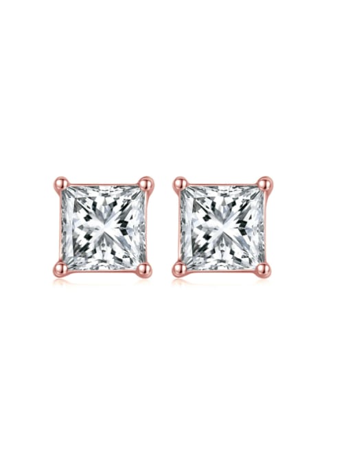 RINNTIN 925 Sterling Silver Cubic Zirconia Square Minimalist Stud Earring 0