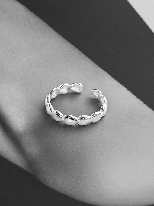 RS707 【 Platinum 】 925 Sterling Silver Heart Minimalist Band Ring