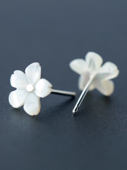 Rosh 925 Sterling Silver Shell Flower Minimalist Stud Earring 0