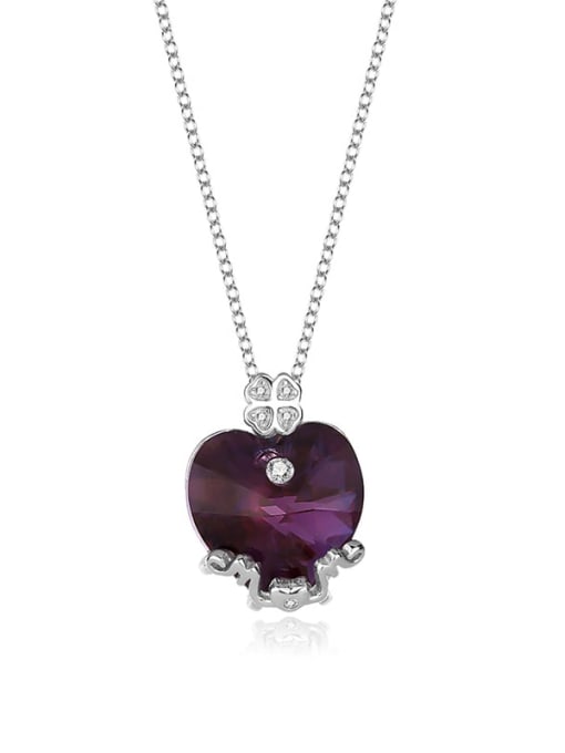 JYXZ 038 (purple) 925 Sterling Silver Austrian Crystal Heart Classic Necklace