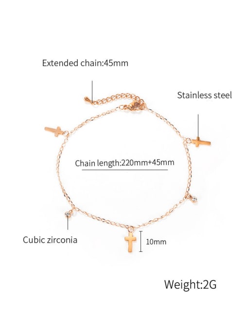 Open Sky Titanium Steel Cross Minimalist  Anklet 2