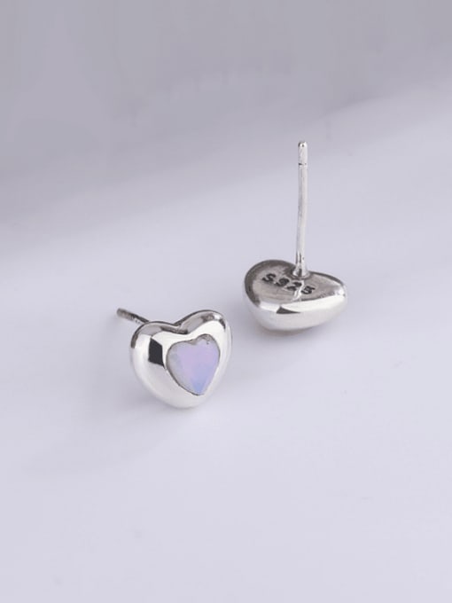 KDP-Silver 925 Sterling Silver Cubic Zirconia Heart Minimalist Stud Earring 3