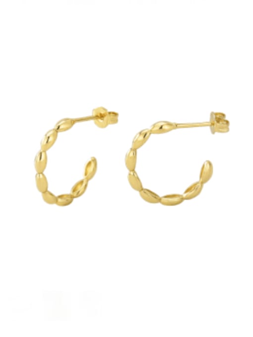 Gold C-shaped Earrings Brass Geometric Minimalist  C Shape Stud Earring