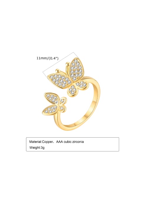 CONG Stainless steel Cubic Zirconia Butterfly Trend Band Ring 2