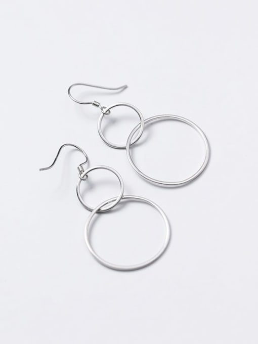 Rosh 925 Sterling Silver Hollow Geometric Minimalist Hook Earring 0