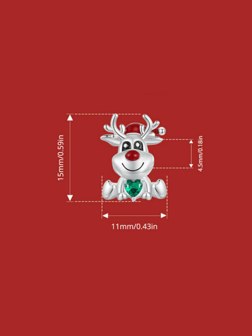 Jare 925 Sterling Silver Enamel Trend Christmas Elk DIY Pendant 1