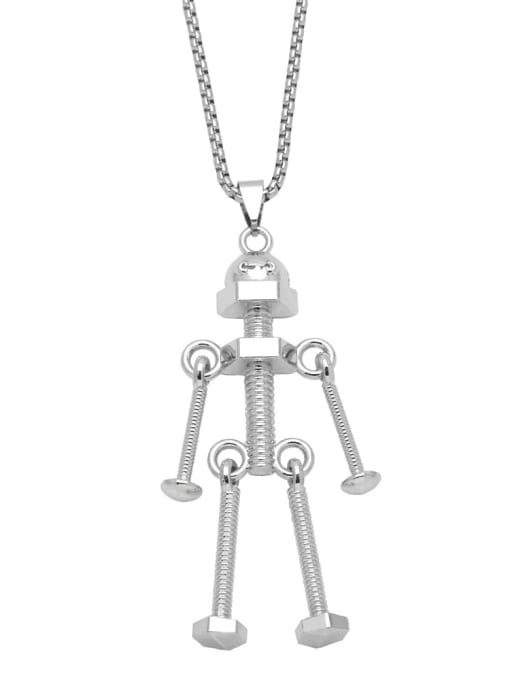 CC Stainless steel Alloy Pendant Robot Hip Hop Long Strand Necklace 0