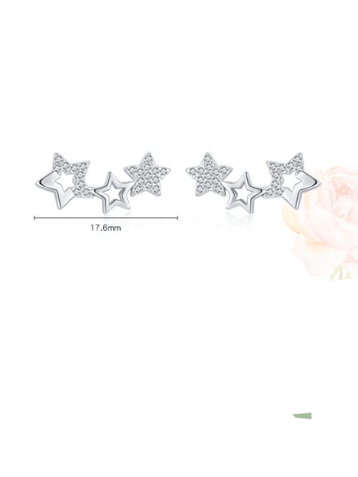 MODN 925 Sterling Silver Cubic Zirconia Five-pointed star Minimalist Stud Earring 2