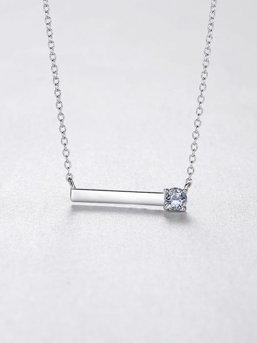 SN21112401 Lc 925 Sterling Silver Cubic Zirconia Geometric Minimalist Necklace