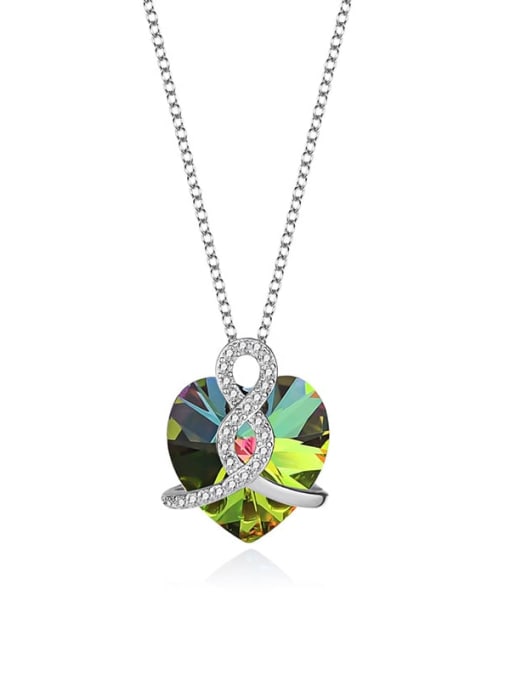 JYXZ 021 (gradient green) 925 Sterling Silver Austrian Crystal Heart Classic Necklace