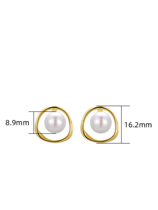 XBOX 925 Sterling Silver Imitation Pearl Geometric Minimalist Stud Earring 3
