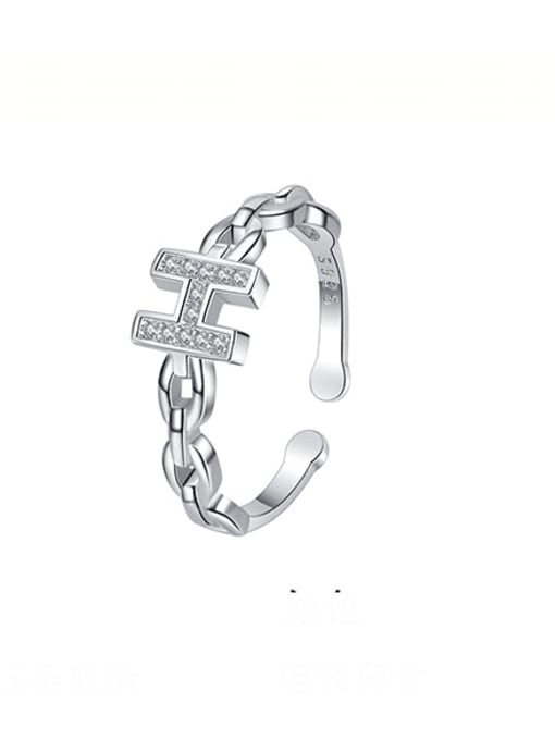 KDP-Silver 925 Sterling Silver Cubic Zirconia Letter Dainty Band Ring 0