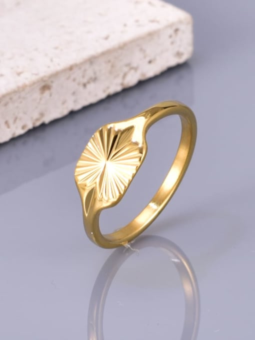 18K Gold Titanium Steel Geometric Vintage Band Ring