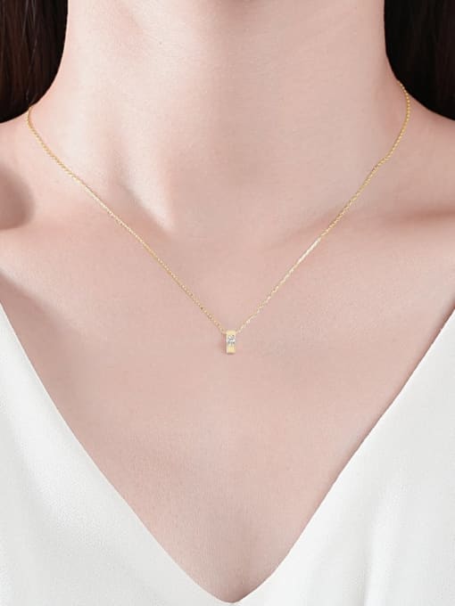 CCUI 925 Sterling Silver Cubic Zirconia Geometric Minimalist Necklace 1