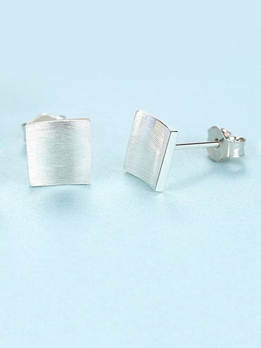 CCUI 925 Sterling Silver Smooth Square Minimalist Stud Earring 4