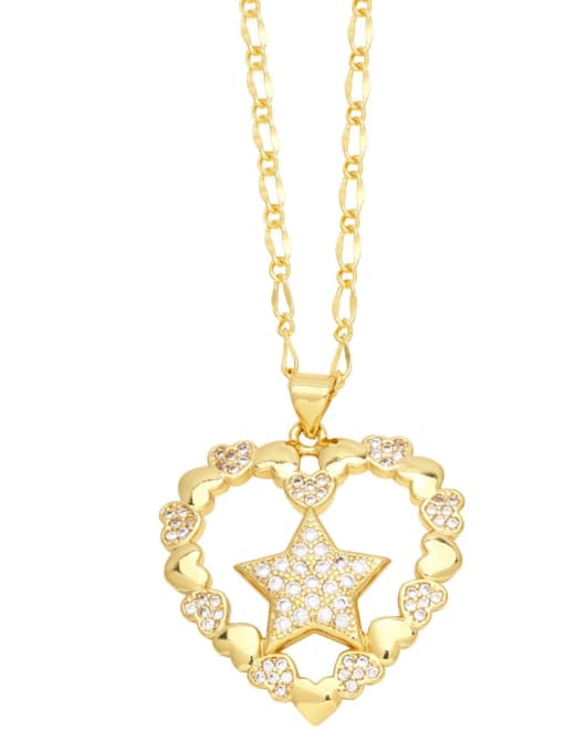 CC Brass Cubic Zirconia Pentagram Trend Necklace 2