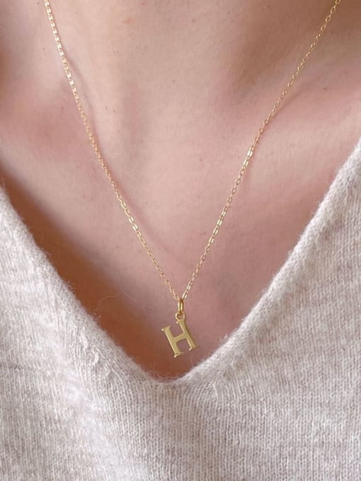 Boomer Cat 925 Sterling Silver Letter H Minimalist Necklace 1