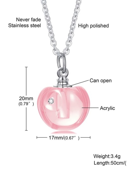 Pink 50CM Chain Stainless steel Glass Stone Friut Minimalist Necklace
