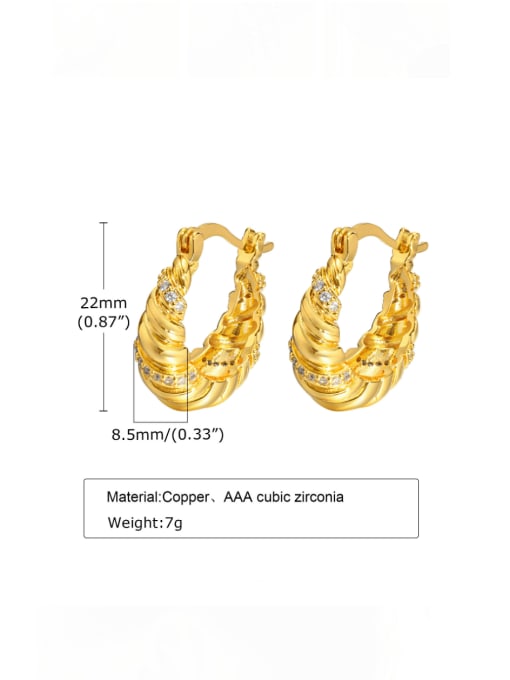 LI MUMU Brass Cubic Zirconia Geometric Vintage Huggie Earring 2