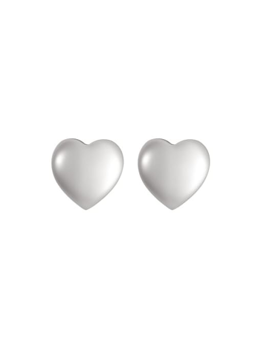 Rosh 925 Sterling Silver Cats Eye Heart Minimalist Stud Earring 0