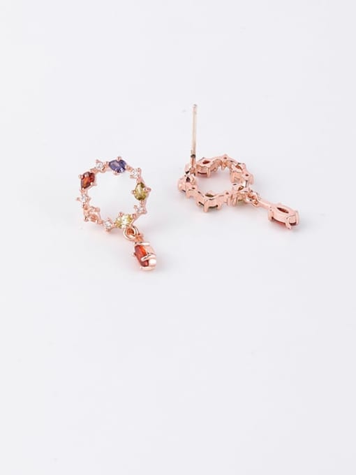 Girlhood Copper Cubic Zirconia Multi Color Round Minimalist Stud Earring 2