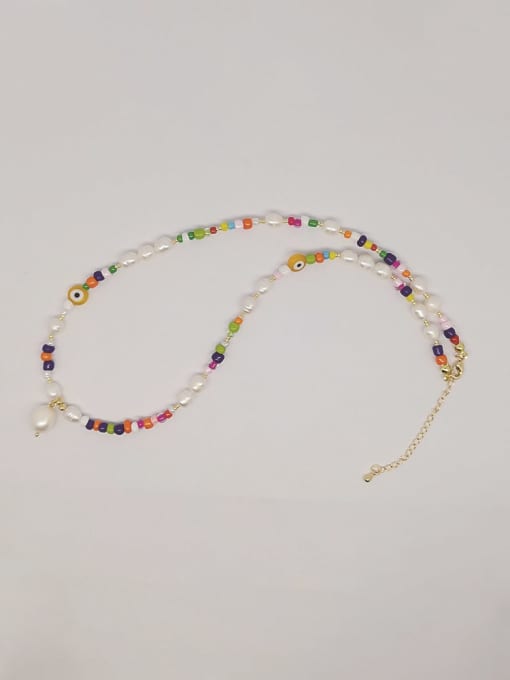 MMBEADS Freshwater Pearl Multi Color Glass bead Bohemia Necklace 1
