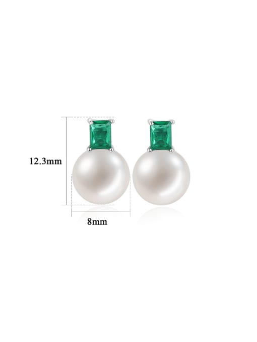 CCUI 925 Sterling Silver Imitation Pearl Geometric Minimalist Drop Earring 2