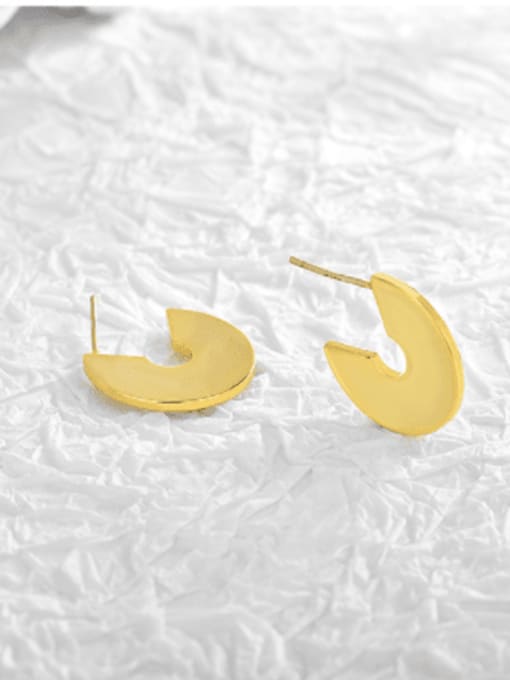 Gold geometric Earrings Brass Smooth  Geometric Minimalist Stud Earring
