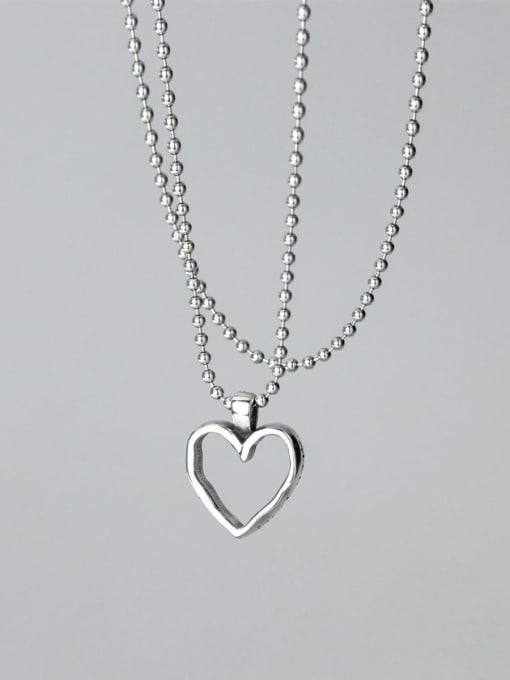 Rosh 925 Sterling Silver Heart Minimalist Beaded Necklace 3