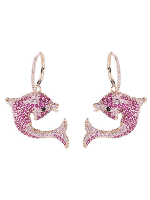 Luxu Brass Cubic Zirconia Dolphin Trend Huggie Earring 2
