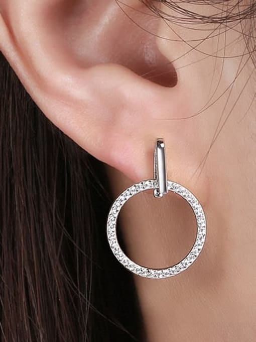 RINNTIN 925 Sterling Silver Cubic Zirconia Geometric Minimalist Drop Earring 1