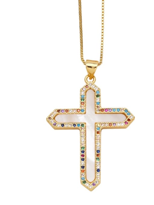 CC Brass Cubic Zirconia Cross Ethnic Regligious Necklace 1