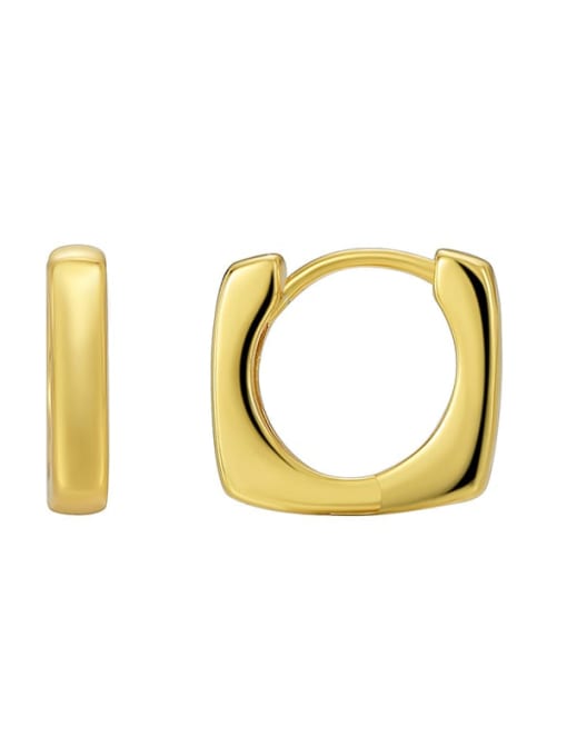 Gold Square Earrings Brass Geometric Minimalist Huggie Earring