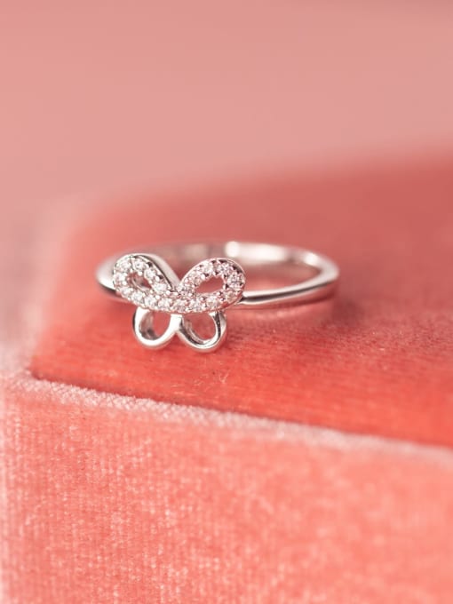 Rosh 925 Sterling Silver Cubic Zirconia Butterfly Cute Band Ring 3
