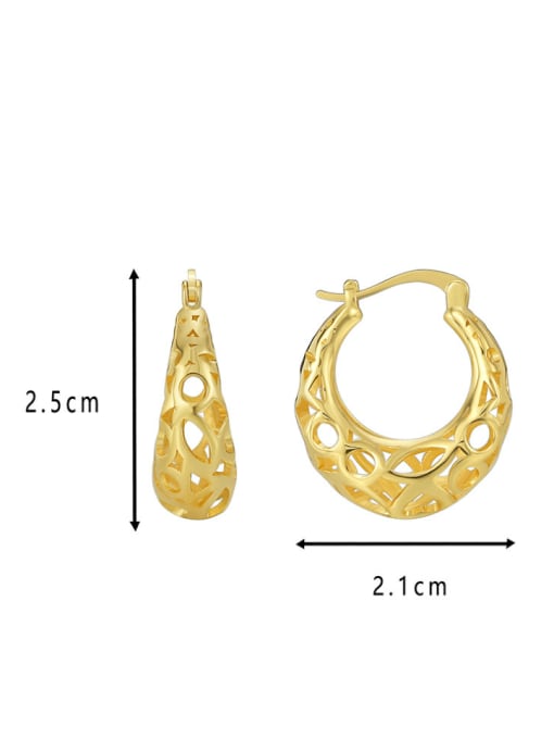 CHARME Brass Geometric Minimalist  Hollow Irregular Huggie Earring 1