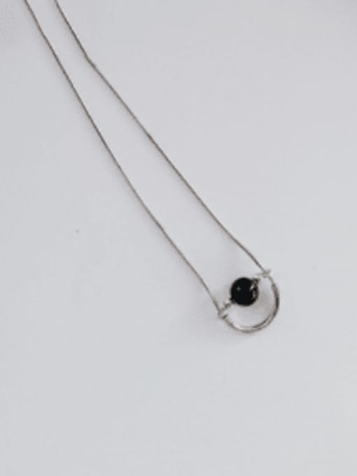 Boomer Cat 925 Sterling Silver With Platinum Plated Trendy Black Carnelian Necklaces