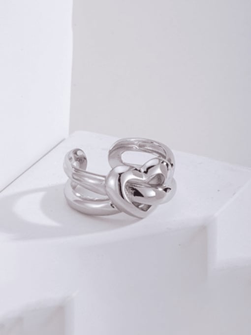 White gold love woven ring 925 Sterling Silver Heart Minimalist Band Ring