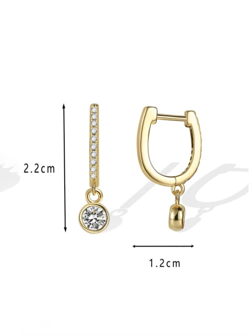 CHARME Brass Cubic Zirconia Geometric Minimalist Huggie Earring 3