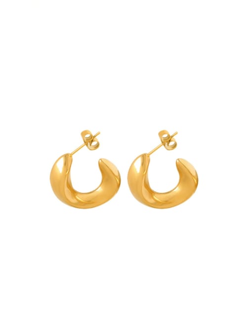 18K gold Titanium Steel Heart Minimalist Stud Earring