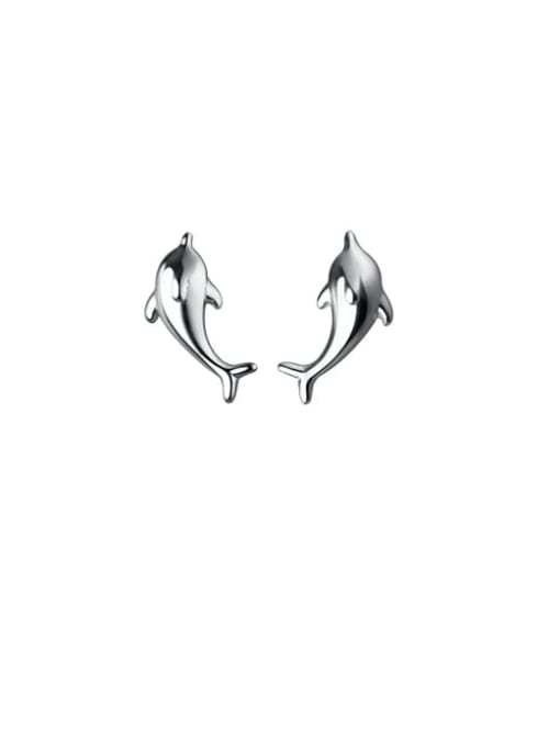 Rosh 925 Sterling Silver Dolphin Minimalist Stud Earring 0