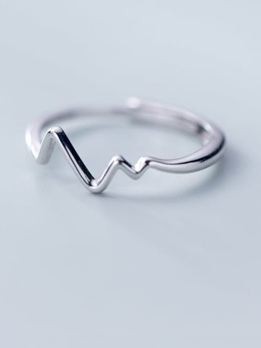 Rosh 925 Sterling Silver Irregular Minimalist Wave  Free Size Ring 2